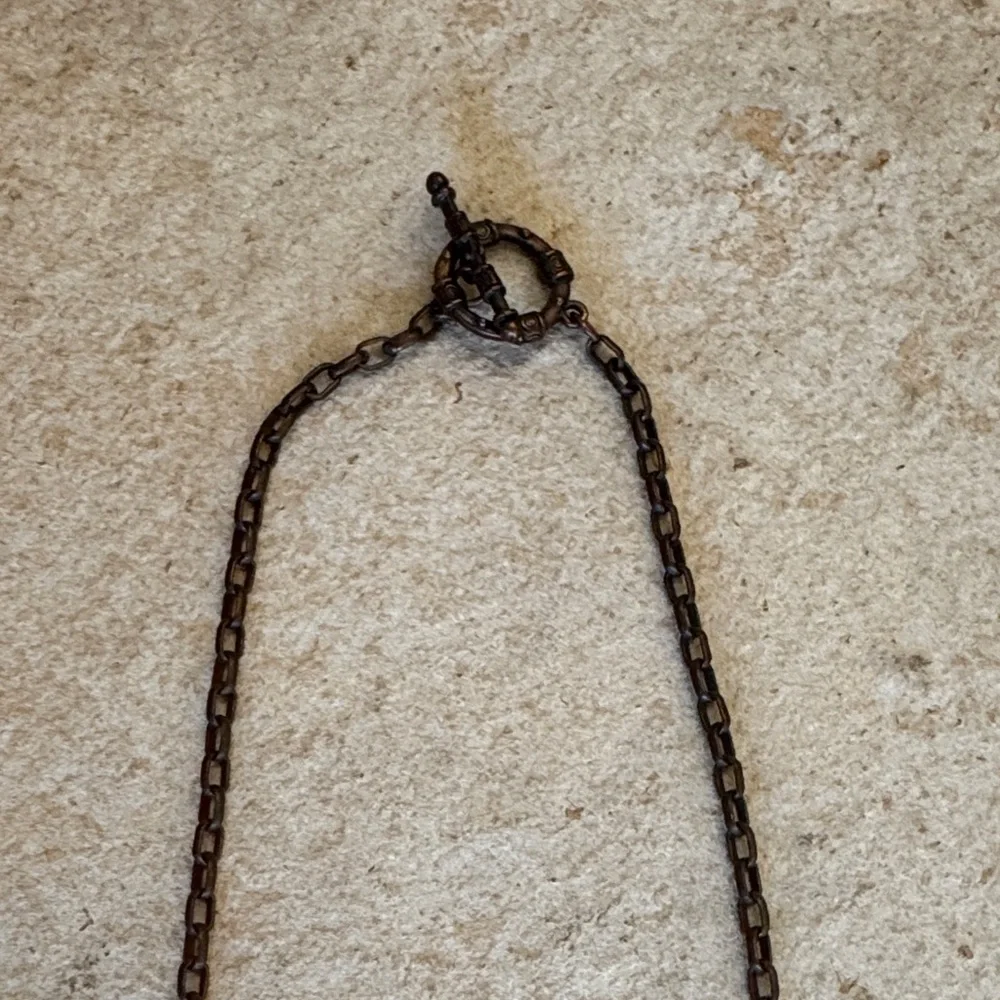 Yellow Stone Pendant Necklace on Bronze Chain